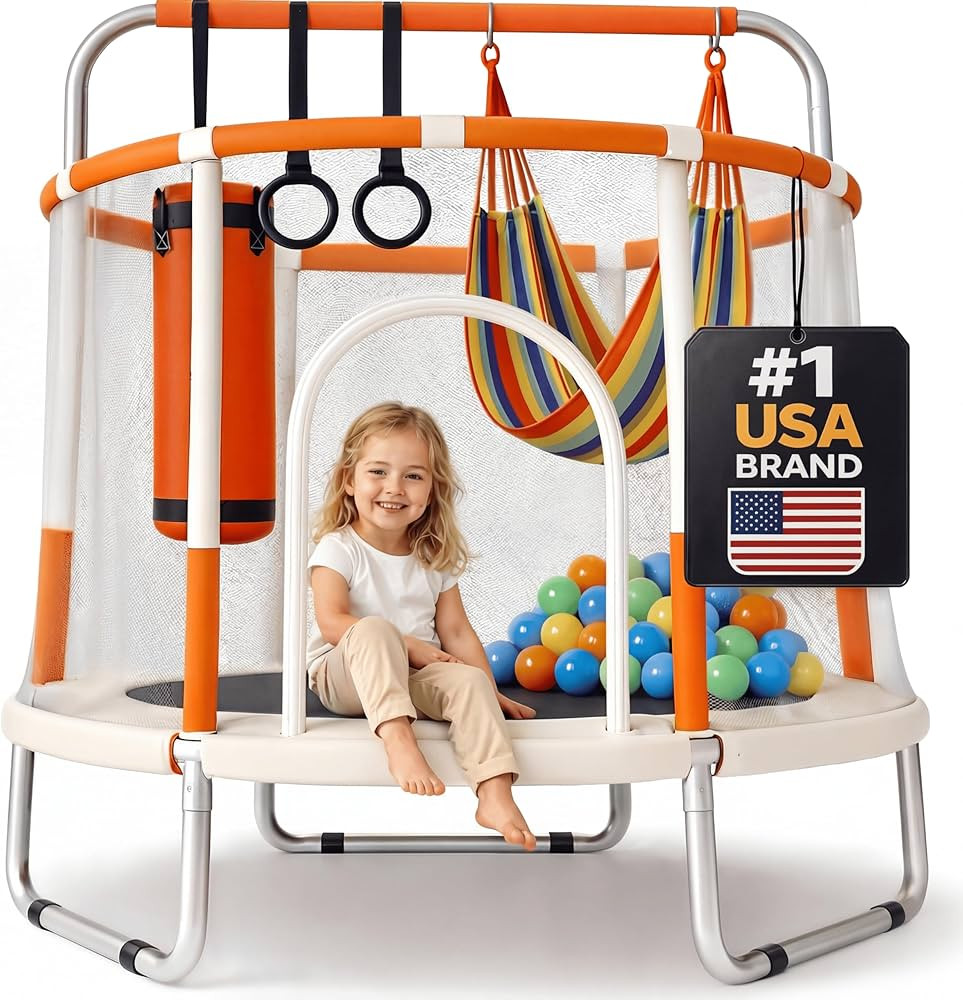 Happin® 55’’ Trampoline for Kids with Safety Enclosure, Indoor & Outdoor Toddler Trampoline,... | Amazon (US)