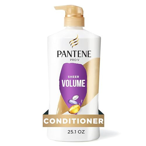 Pantene Conditioner, Sheer Volume - 72-Hour Fullness, Lightweight Nourishment with Pro-Vitamin B5 + Antioxidants, Fine, Thin, Color-Treated Hair, Paraben Free, Strengthens Bonds, 25.1 Fl Oz | Amazon (US)