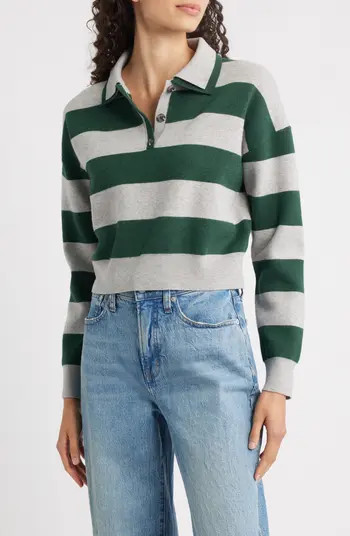 Rugby Stripe Double Collar Long Sleeve Polo | Nordstrom