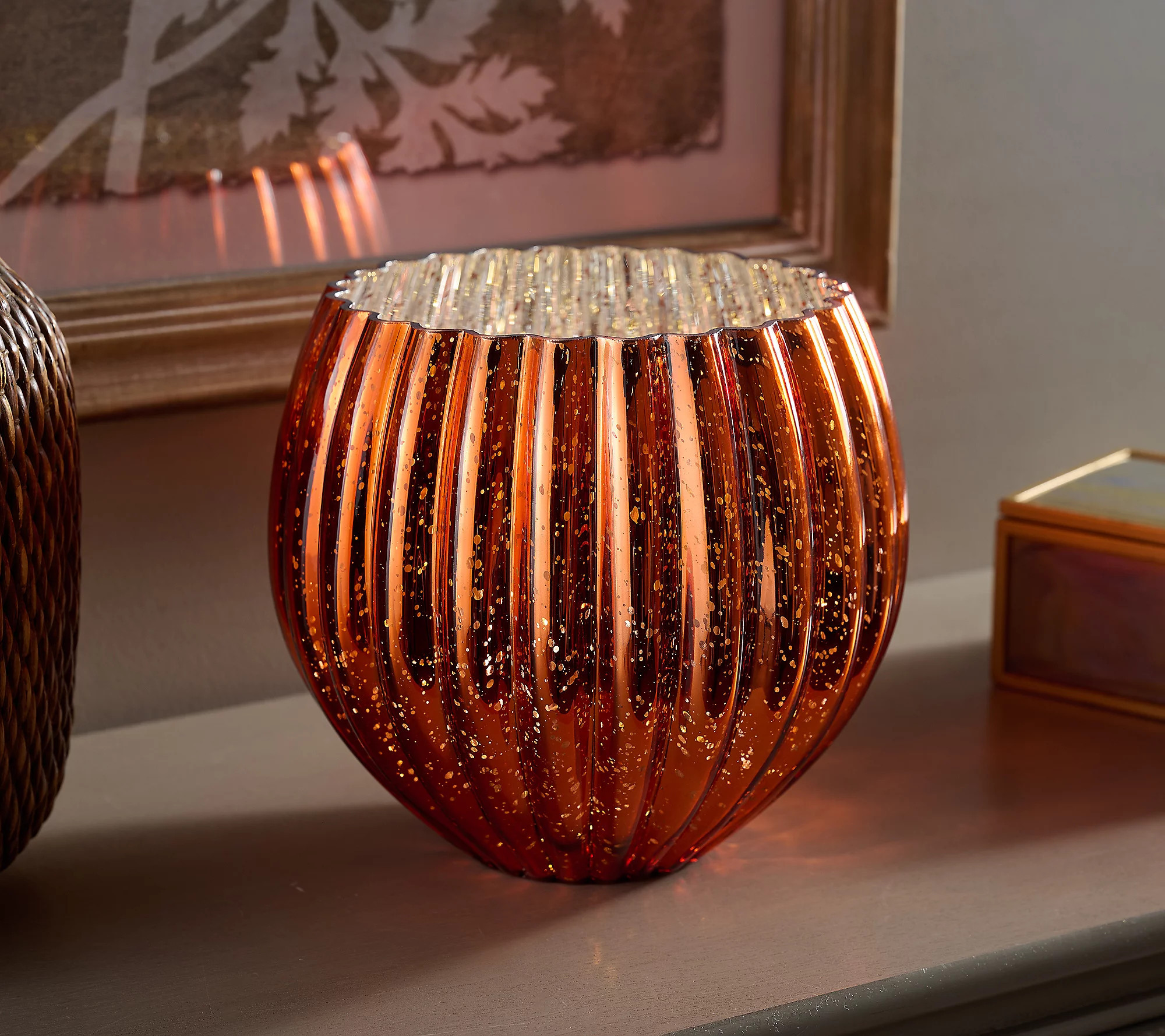 As Is Illum 8"" Ribbed Mercury Glass Rose Bowl by Valerie | QVC