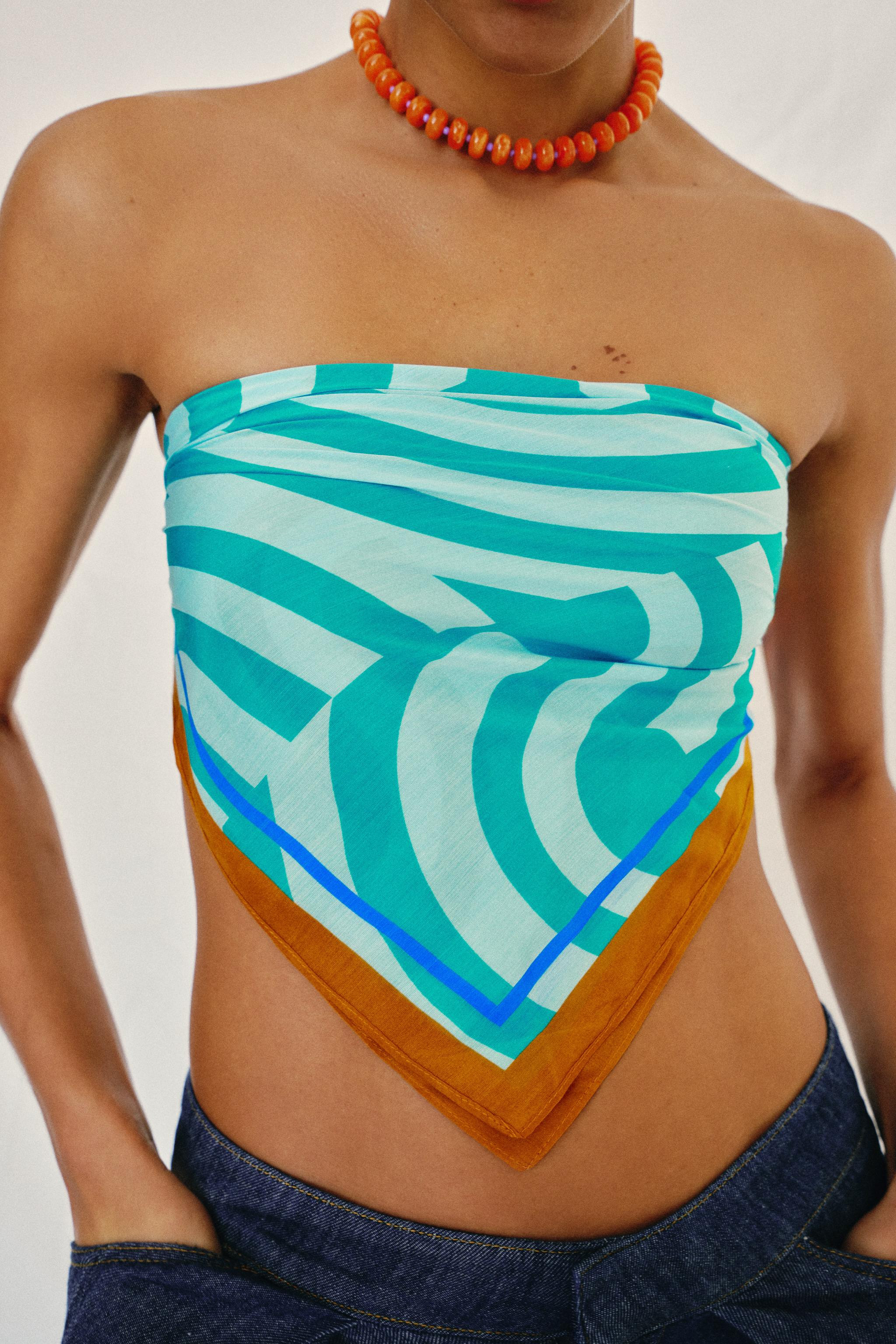 WAVE PRINT SILK SCARF | Zara US