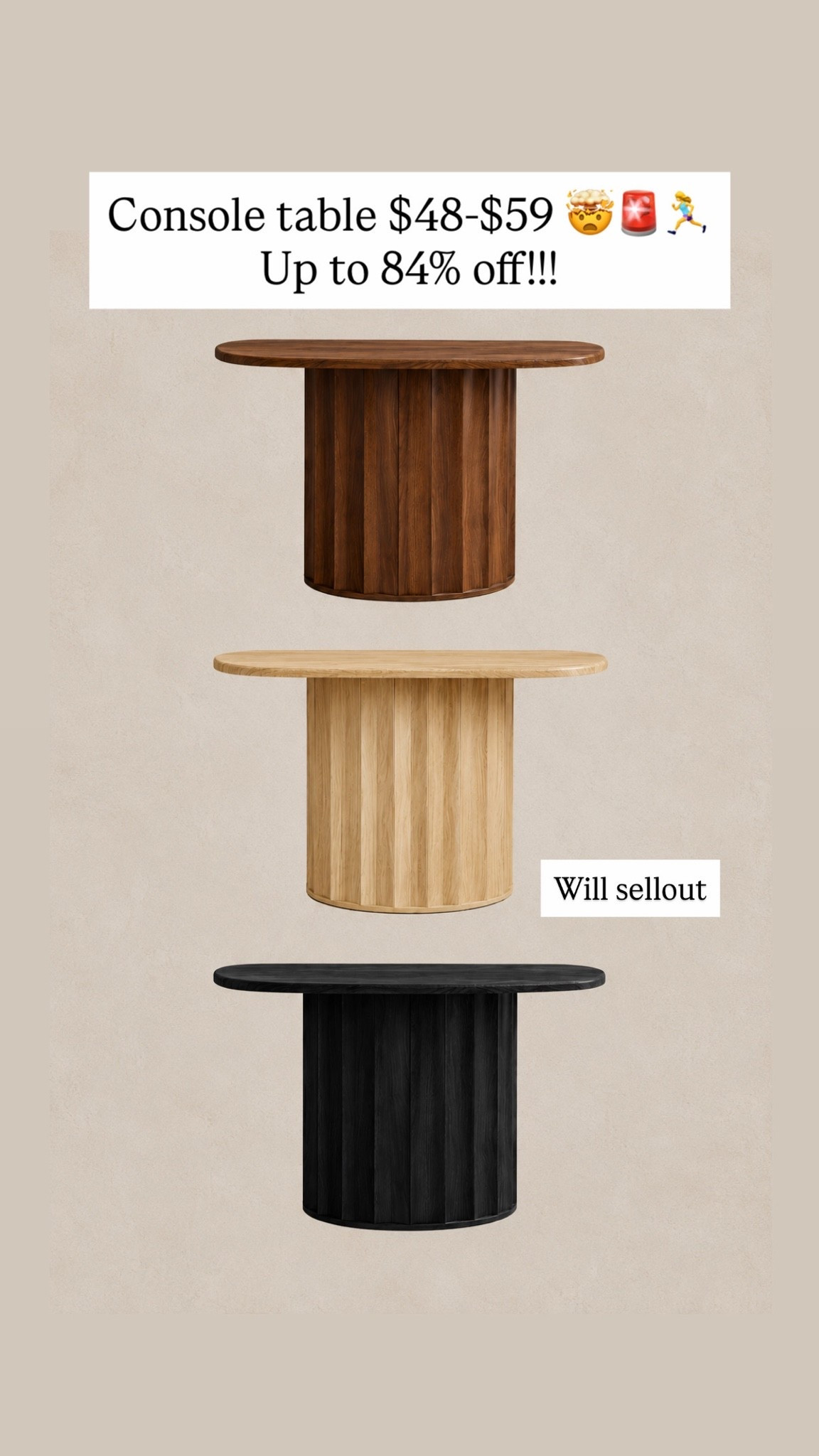 These will sellout quickly! Stunning console tables on major sale!!!