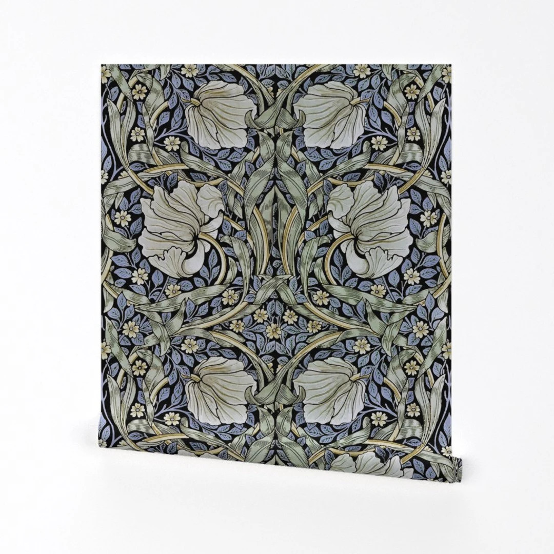 William Morris Wallpaper Pimpernel by Salvagescapes Floral - Etsy | Etsy (US)