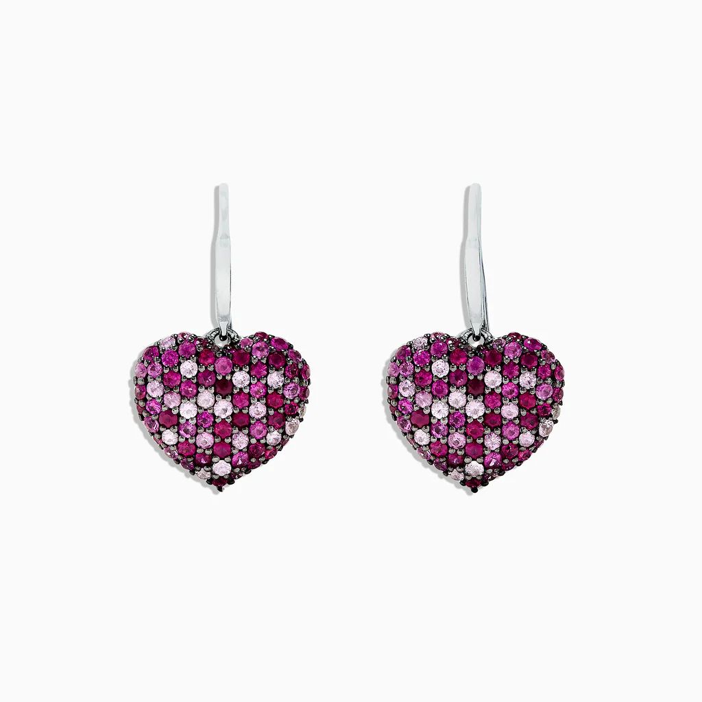 Effy 925 Sterling Silver Pink Sapphire Splash Heart Earrings, 2.30 TCW | Effy Jewelers