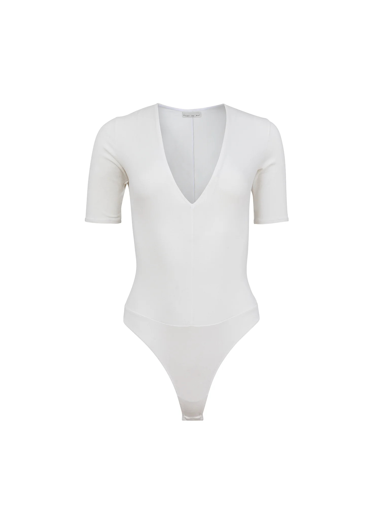 Ivory Organic Cotton Deep V Bodysuit | Fleur du Mal | Fleur du Mal