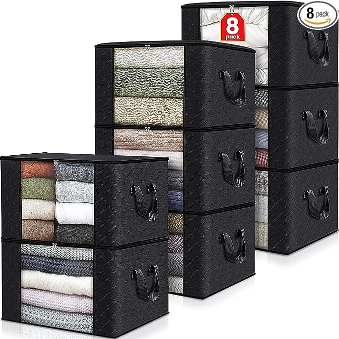 Fab totes 8-Pack Clothes Storage, Foldable Blanket Storage Bags, Storage Containers for Organizin... | Amazon (US)