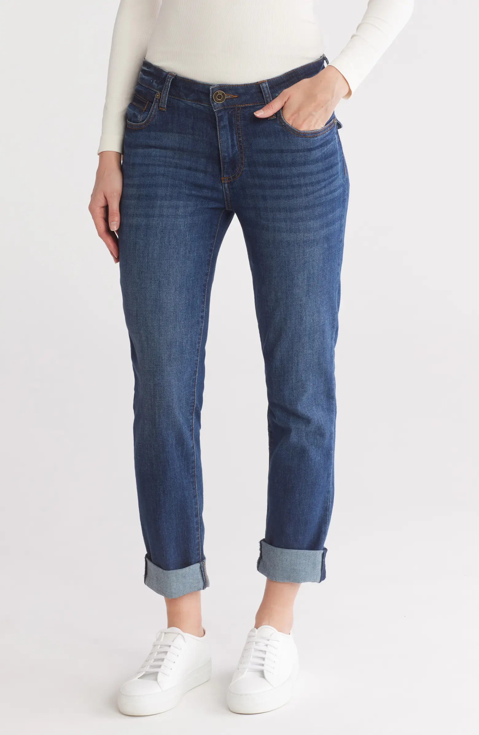Katy Flap Pocket Cuffed Boyfriend Jeans | Nordstrom Rack