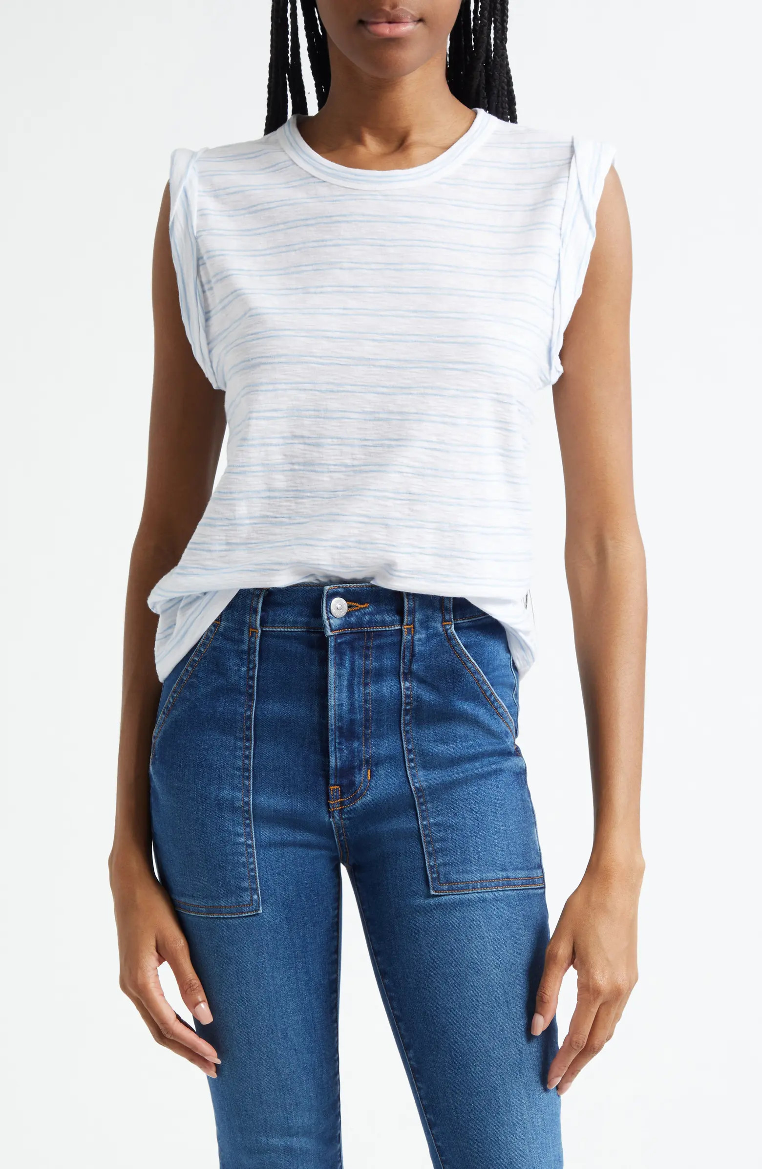 Veronica Beard Dree Stripe Cotton Muscle T-Shirt | Nordstrom | Nordstrom
