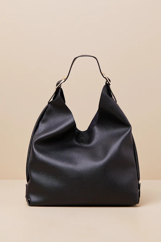 Distinct Coolness Black Slouchy Buckle Tote Bag | Lulus