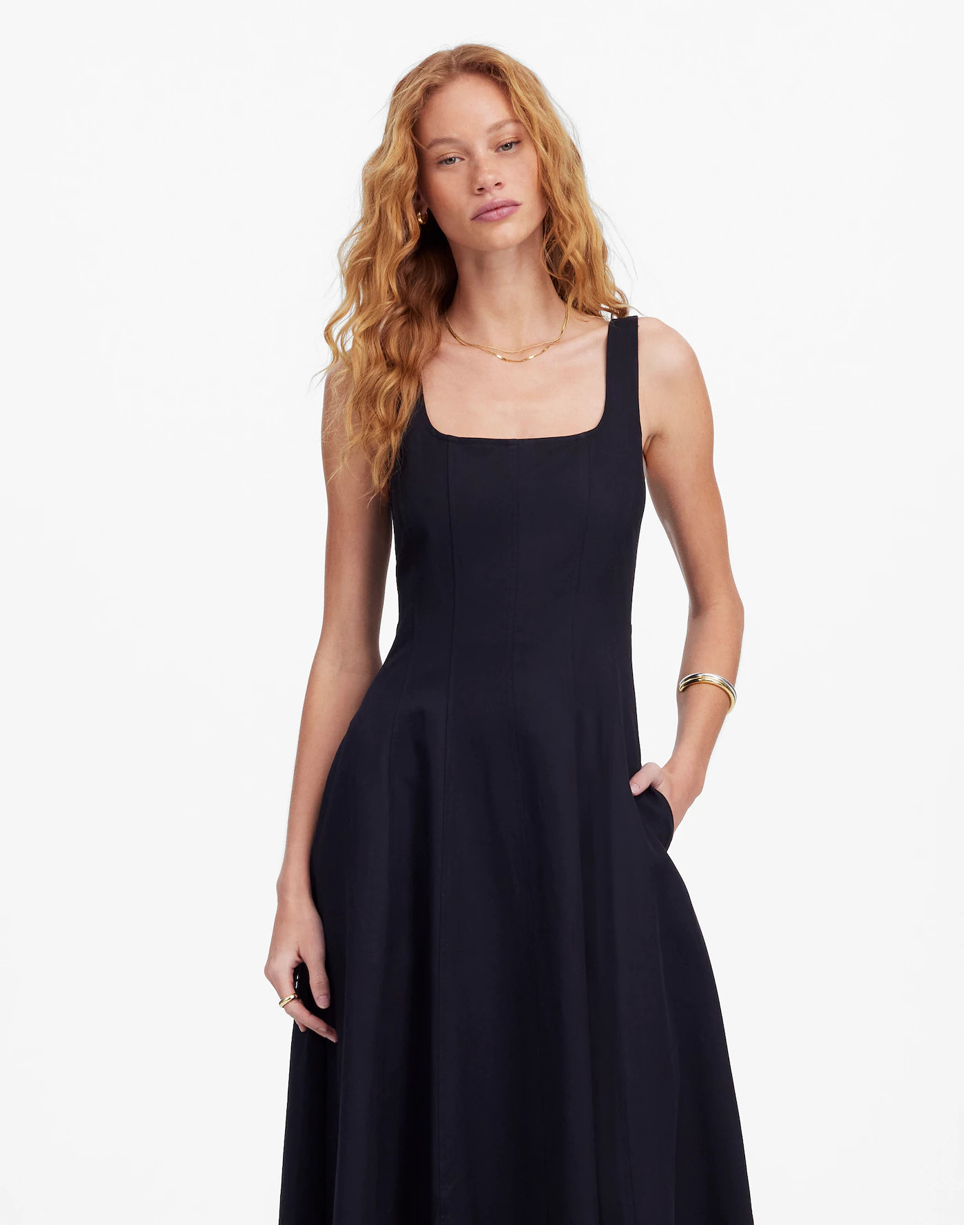 Seamed Squareneck Midi Dress | Madewell