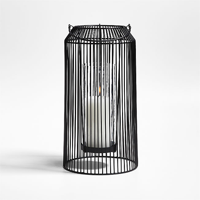 Austell Large Black Metal Outdoor Lantern 17" + Reviews | Crate & Barrel | Crate & Barrel