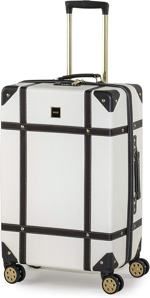 Rock Vintage Medium Hard Shell Hold Suitcase in Cream - Nostalgic Design, Dual 360 Swivel-Wheels,... | Amazon (UK)