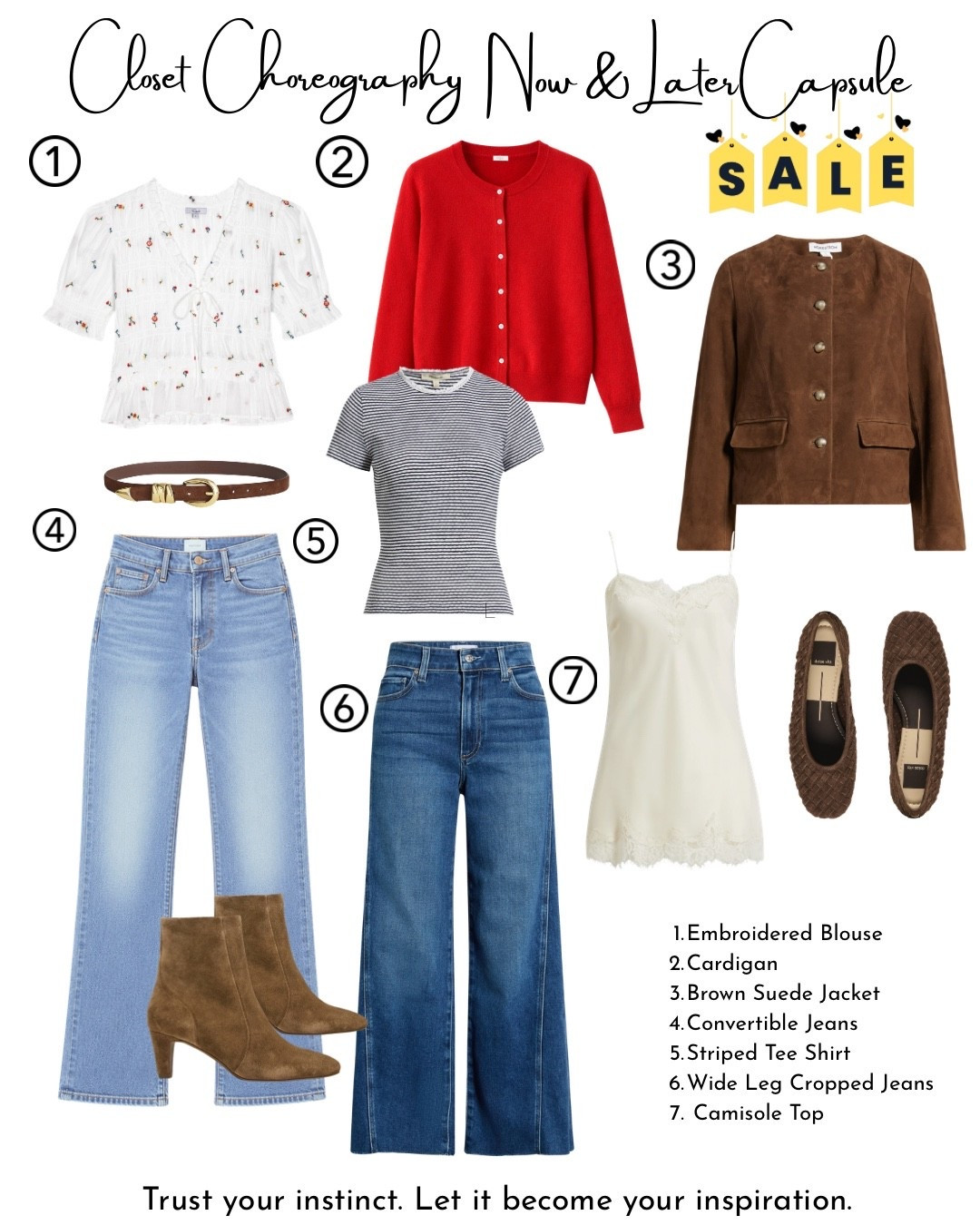 A now and later capsule is the easiest way to build outfits that work right now and carry you into the next season. I love the mix of great denim, rich brown layers, a striped tee, and that bold cardigan for timeless pieces you can keep styling on repeat. 🤎

#LTKootd #LTKSaleAlert #LTKSeasonal