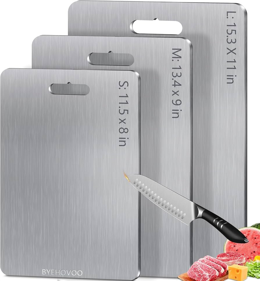 Titanium Cutting Boards for Kitchen [Set of 3], Double Sided Pure Titanium Cutting Board | Easy t... | Amazon (US)