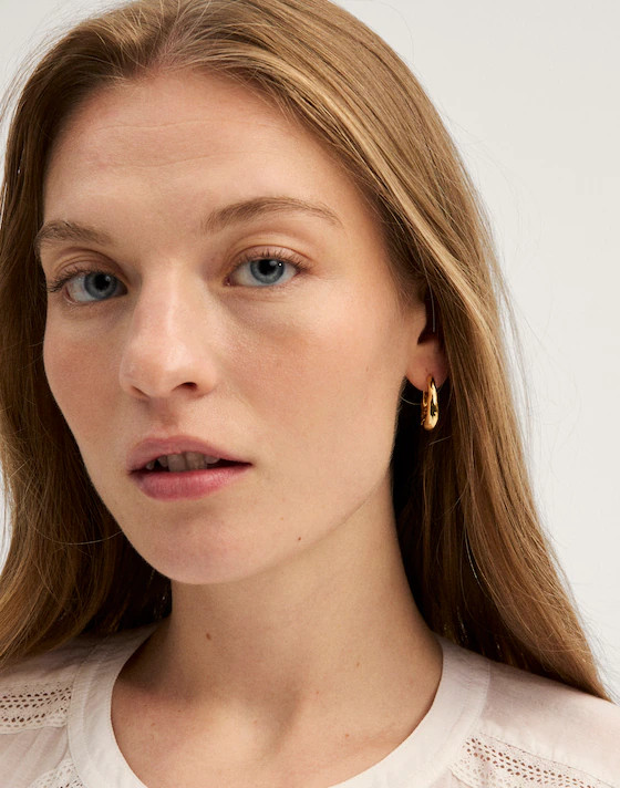 Hammered Puffy Medium Hoop Earrings | Madewell