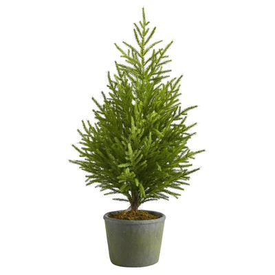 3’ Norfolk Island Pine “Natural Look” Artificial Christmas Tree in Decorative Planter | Nearly Natural