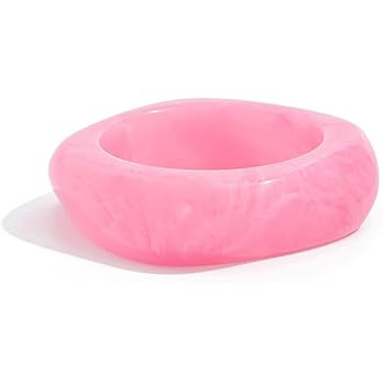 Colorful Resin Transparent Bangle Bracelet for Women Blingbling Chunky Geometric Wide Irregular B... | Amazon (US)
