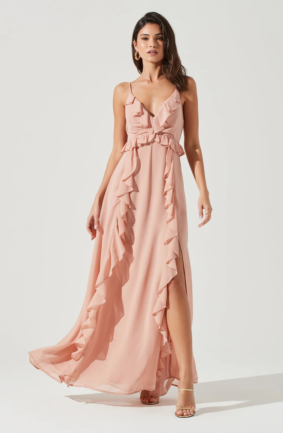Adoria Ruffle Side Slit Maxi Dress | ASTR The Label (US)