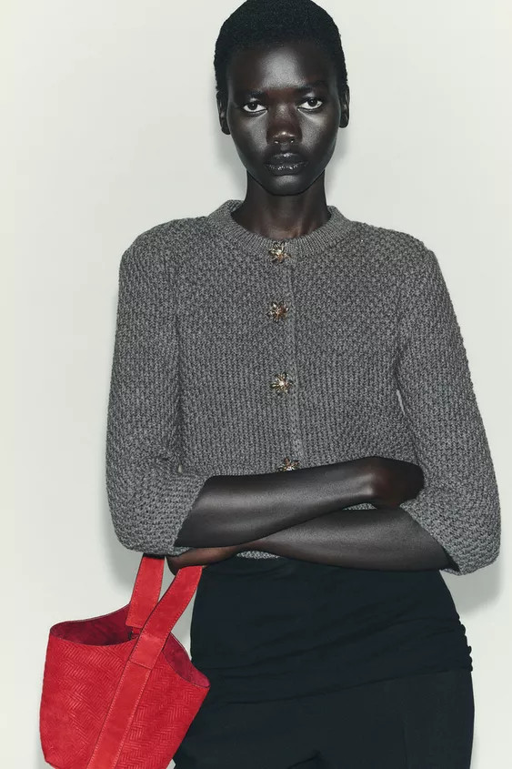 JEWEL BUTTON KNIT CARDIGAN | Zara Canada