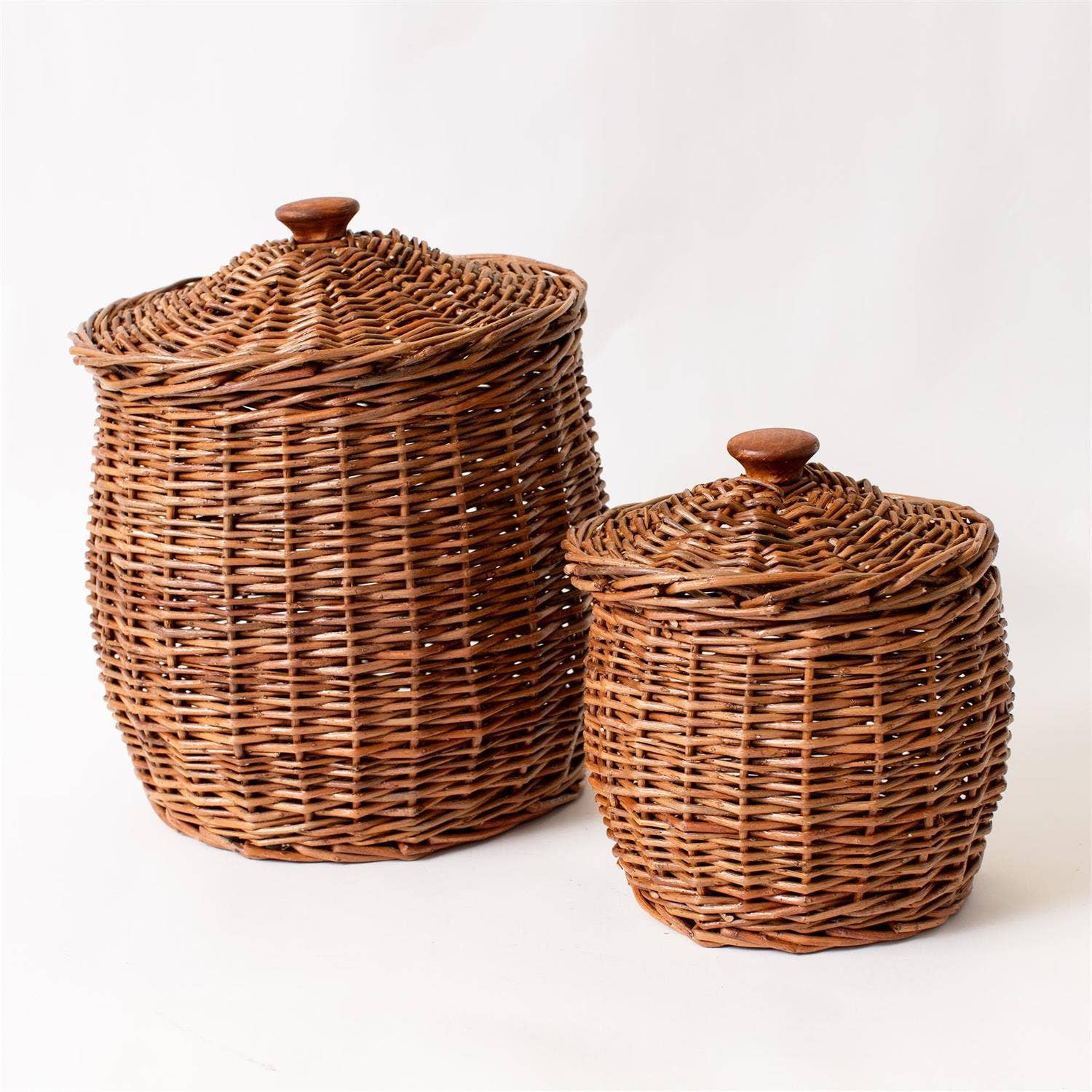 Wicker Storage Baskets With Lids Set | By Luxe B Co. | luxe bCO