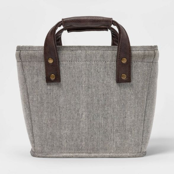 Recycled Polyester Fabric Bin with Faux Leather Handles Gray - Threshold™ | Target