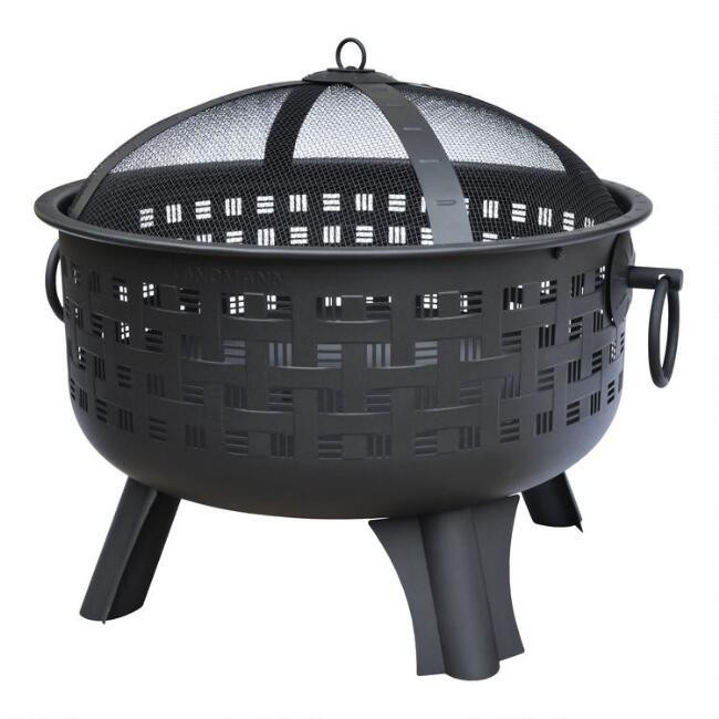 Black Open Weave Crisscross Fire Pit | World Market