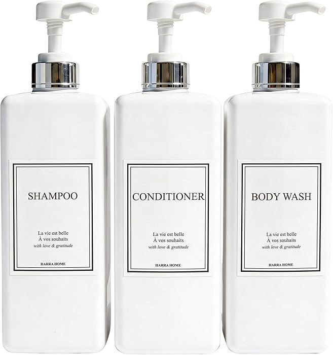 Shampoo and Conditioner Dispenser - Modern Design Large 27oz Shower Soap Dispenser Set of 3, Refi... | Amazon (US)