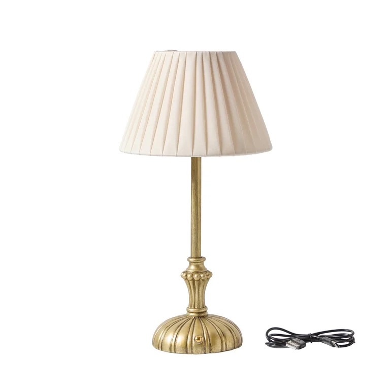 My Texas House 13" Brass Metal Rechargeable Cordless Table Lamp | Walmart (US)