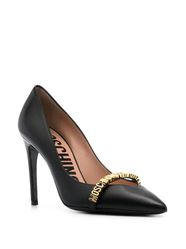 Moschino 100mm logo-lettering Pumps | Black | FARFETCH AU | Farfetch Global