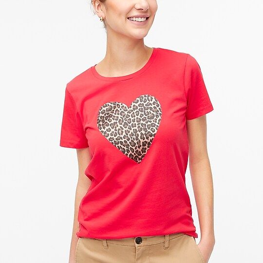 Factory: Leopard Heart Graphic Tee For Women | J.Crew Factory