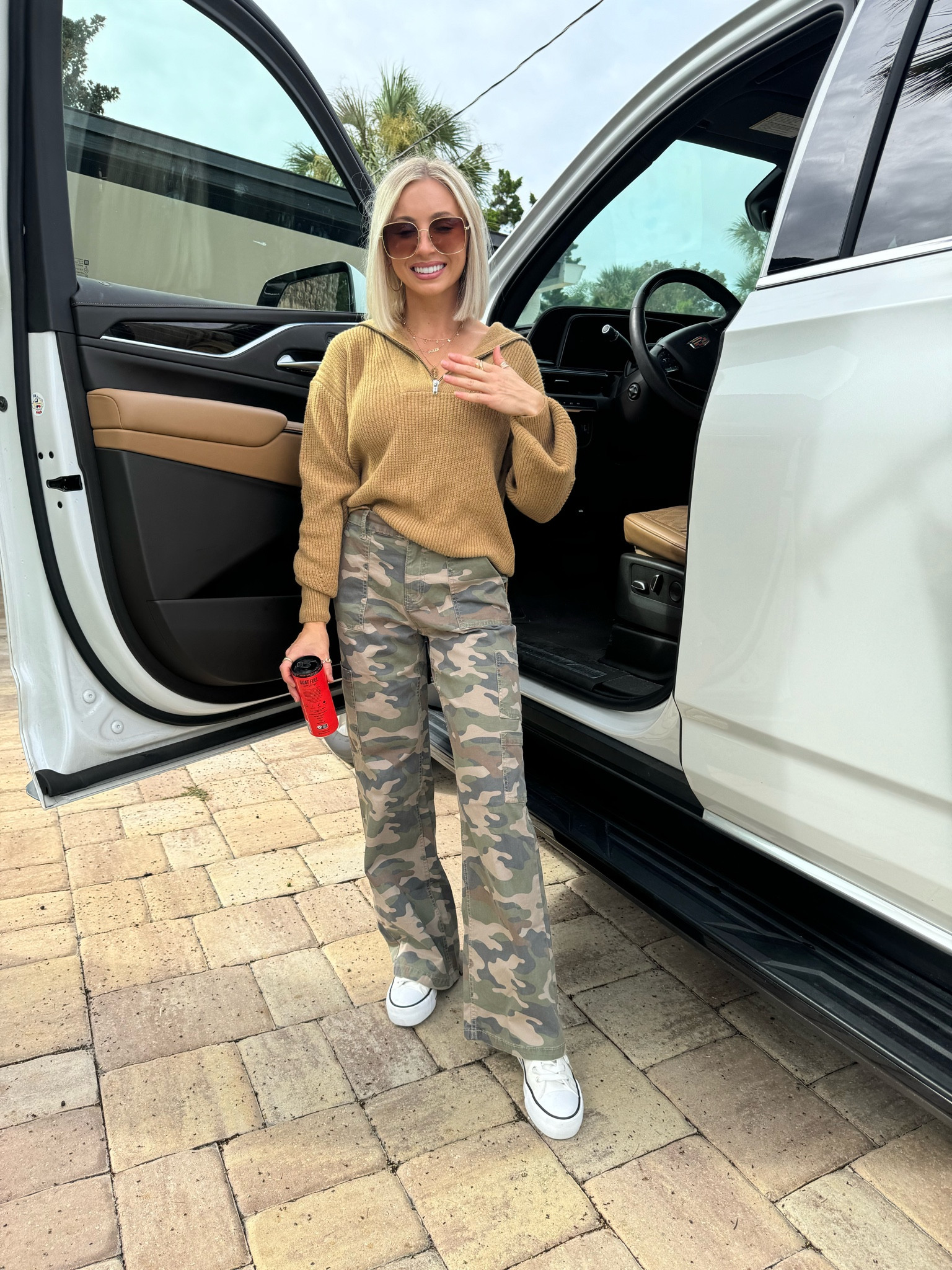This @walmartfashion outfit is giving me life!!! $16 camo wide leg pants size XS & $26 half zip pullover size small #walmartpartner #walmartfashion 

#LTKStyleTip #LTKFindsUnder50 #LTKSeasonal
