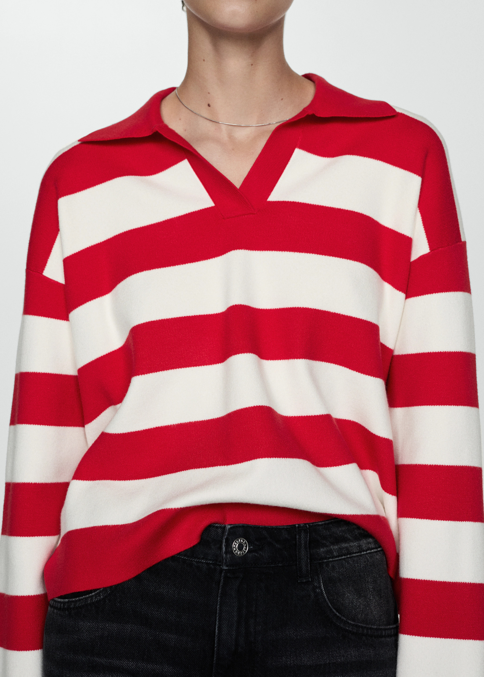 Striped polo-neck sweater | MANGO (US)