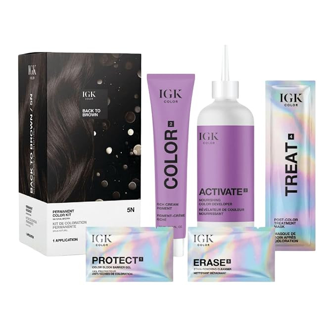 IGK Permanent Hair Color Kit | 5N Back To Brown Natural Brown | Salon-Quality Permanent Hair Dye ... | Amazon (US)
