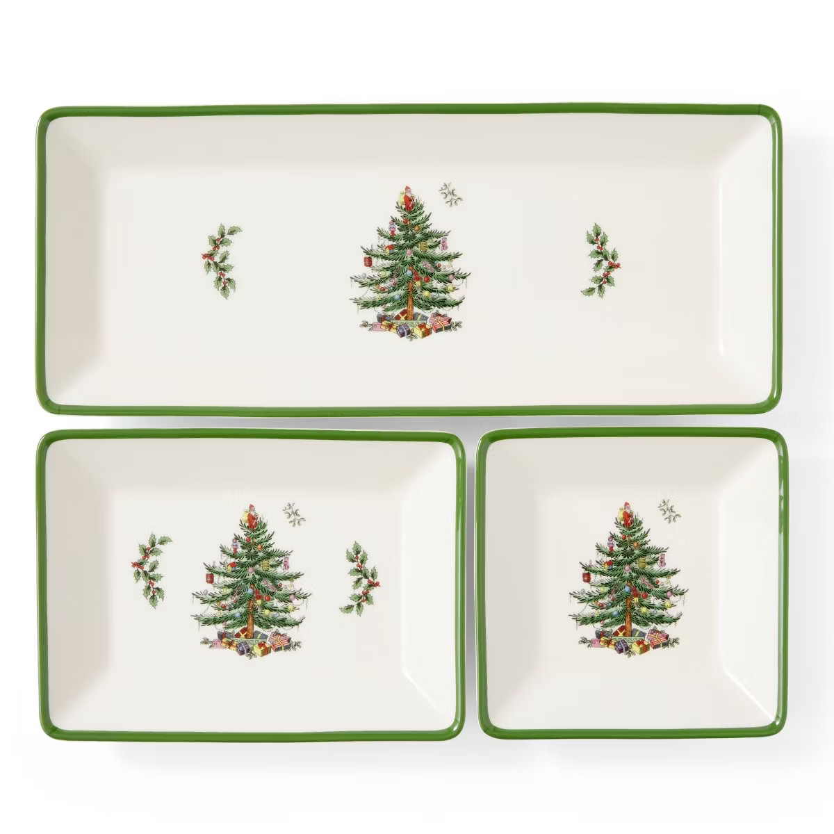 Spode Christmas Tree 3-Piece Dessert Trays, Collector Serveware - Holiday Dinnerware & Decorative... | Target