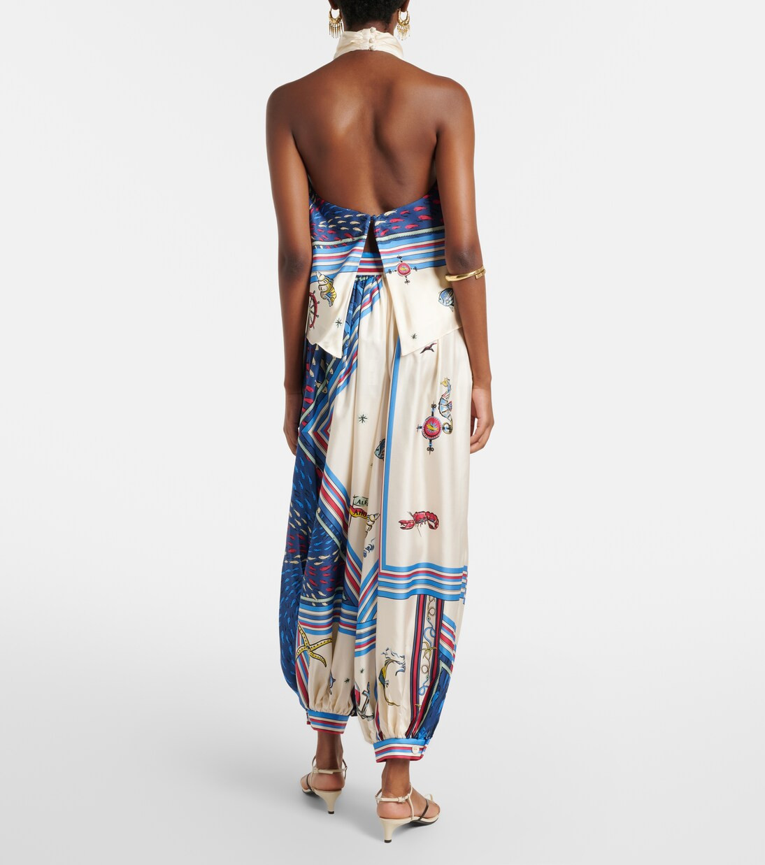 Apollo printed cropped silk satin balloon pants | Mytheresa (INTL)