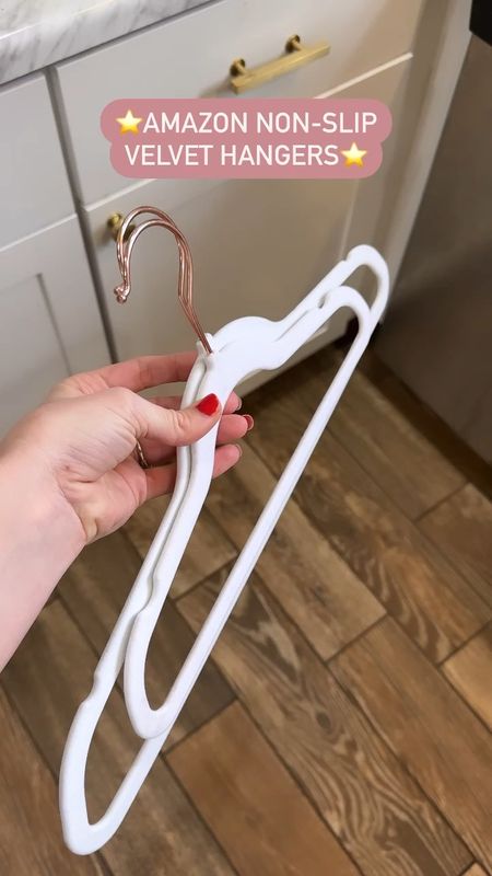 Amazon hangers! Closet organization. Master closet. Premium velvet non slip space saving hangers. I got them in white/rose gold. Come in lots of colors. Amazing reviews. Storage solutions. #kidsclothes #homedecor #amazonfinds 

#LTKhome #LTKfamily #LTKunder50