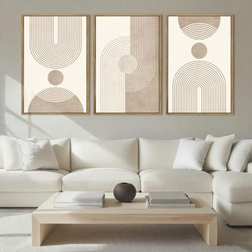 BINCUE Neutral Abstract Wall Art Beige Large Wall Decor Boho Mid Century Modern Artwork Art Print... | Amazon (US)