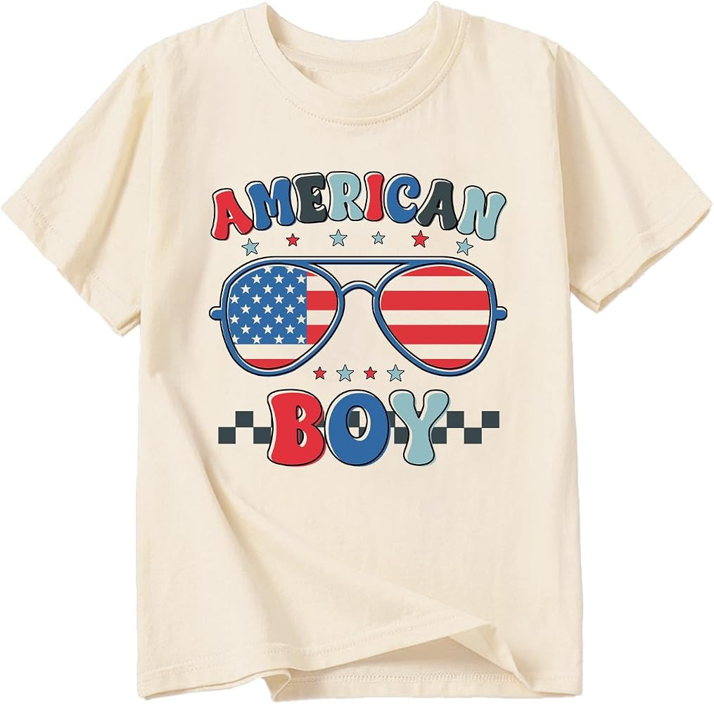Kid 4th of July T-Shirts Boys Girls American Flag Shirt Patriotic Top Short Sleeve Tees 2-12 Year... | Amazon (US)