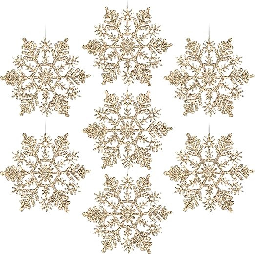 AMS 30ct 4''/100mm Plastic Glittered Snowflake Ornaments Sparkling Christmas Tree Decorations for... | Amazon (US)