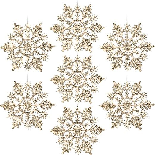 AMS 30ct 4''/100mm Plastic Glittered Snowflake Ornaments Sparkling Christmas Tree Decorations for... | Amazon (US)