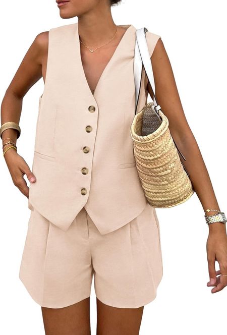 Amazon vest set 
Summer outfit 
Vacation outfit 


#LTKFindsUnder50 #LTKStyleTip