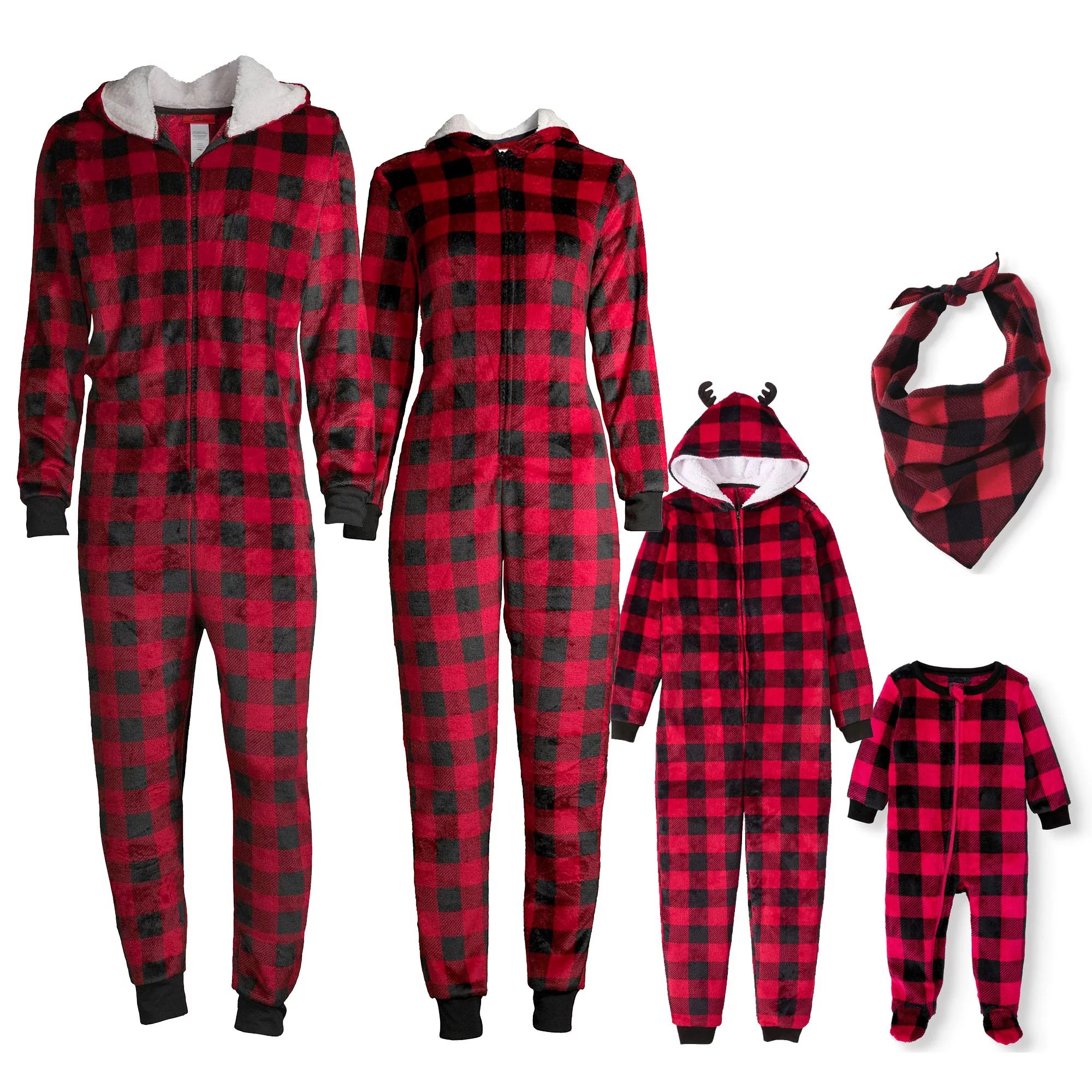 Buffalo Plaid Holiday Matching Family Christmas Pajamas Men's Sleepwear Union Suit, Sizes S-2XL | Walmart (US)