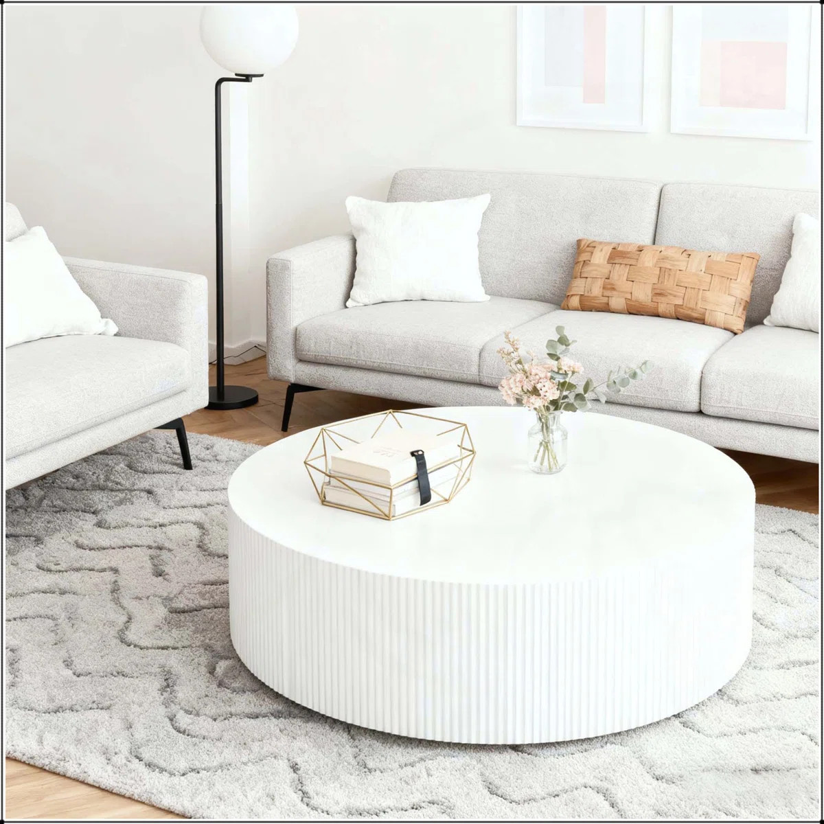 Contemporary Round Coffee Table with Handcrafted Relief, Durable and Smooth Finish, No Assembly R... | Wayfair North America