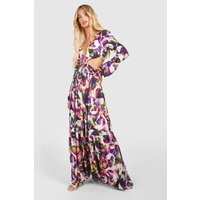 Womens Floral Print Cut Out Maxi Dress - Multi - 10 | boohoo (US & Canada)