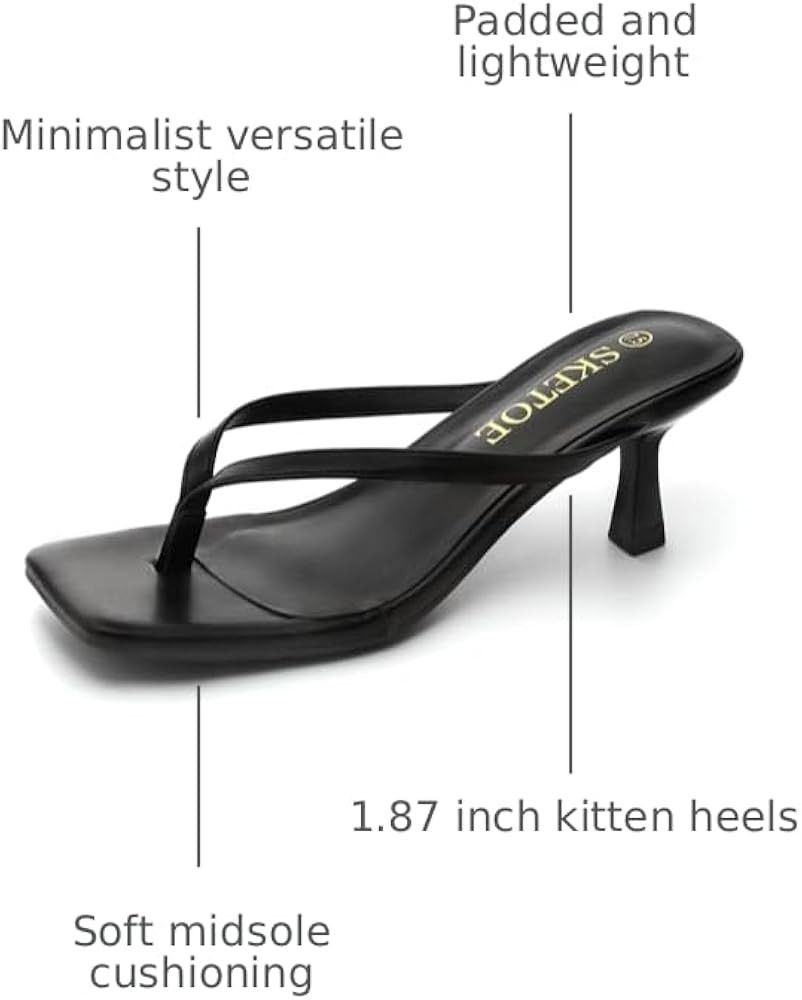 Kitten Heels for Women Square Toe Sandals Flip Flop Heels Thong Sandals Comfortable Summer 2 Inch... | Amazon (US)