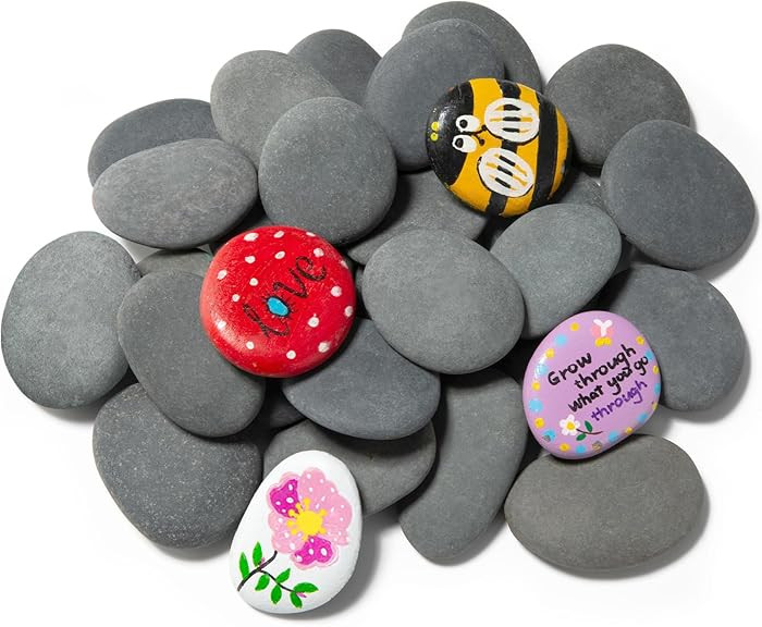 Simetufy 25 Pcs Rocks for Painting, 2"-3" Painting River Rocks, Flat & Smooth Stones to Paint, Ha... | Amazon (US)