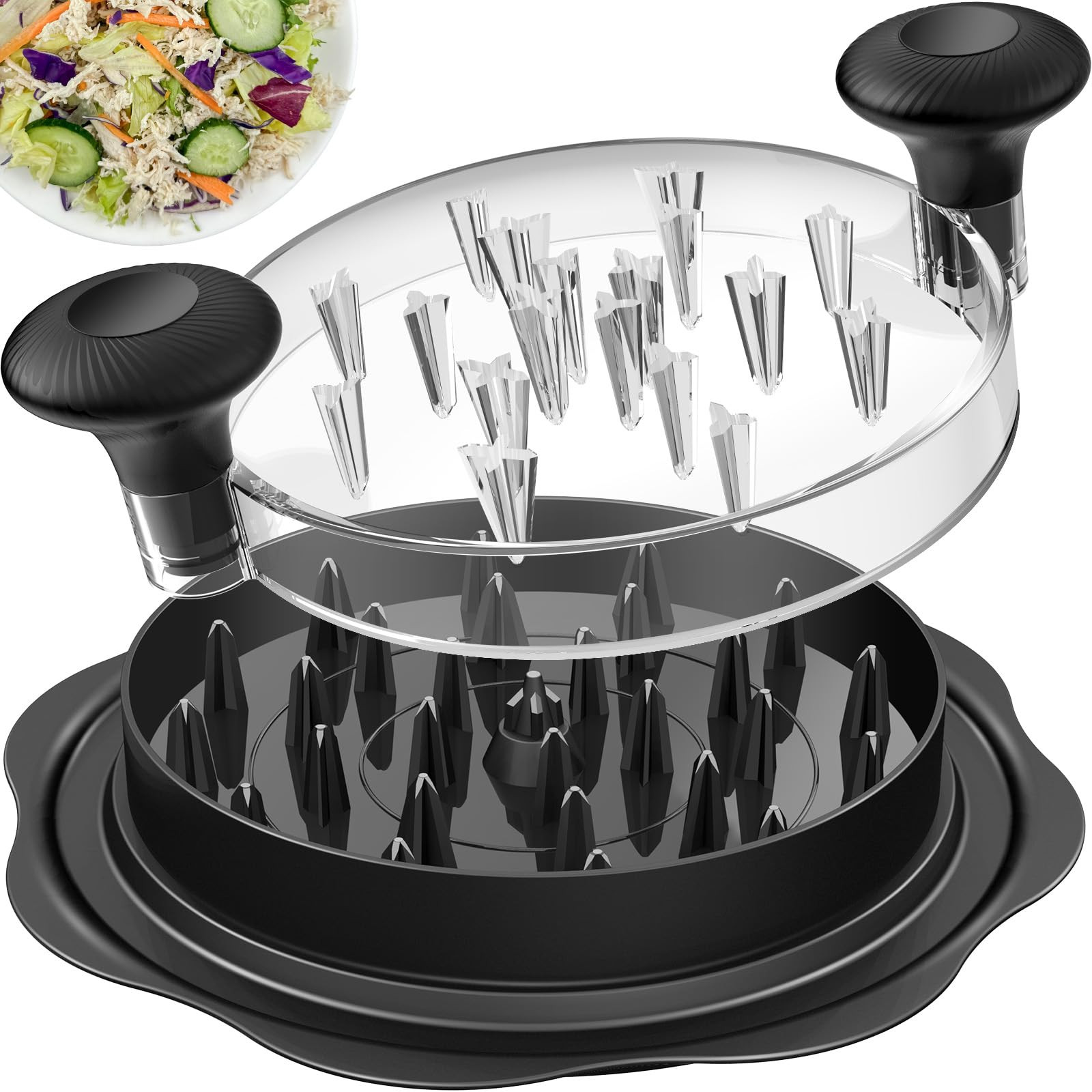 10" Pro Chicken Shredder Tool Twist Large for Kitchen, BPA-Free Food-Safe Meat Grinder, Visible Chicken Breast Meat Shredder with Strong Anti-Slip Bottom & Ergonomic Handle, Black | Amazon (US)