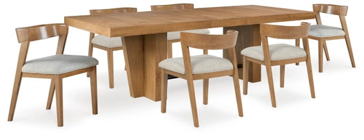 Kristiland Dining Table and 6 Chairs, Light Brown | Ashley