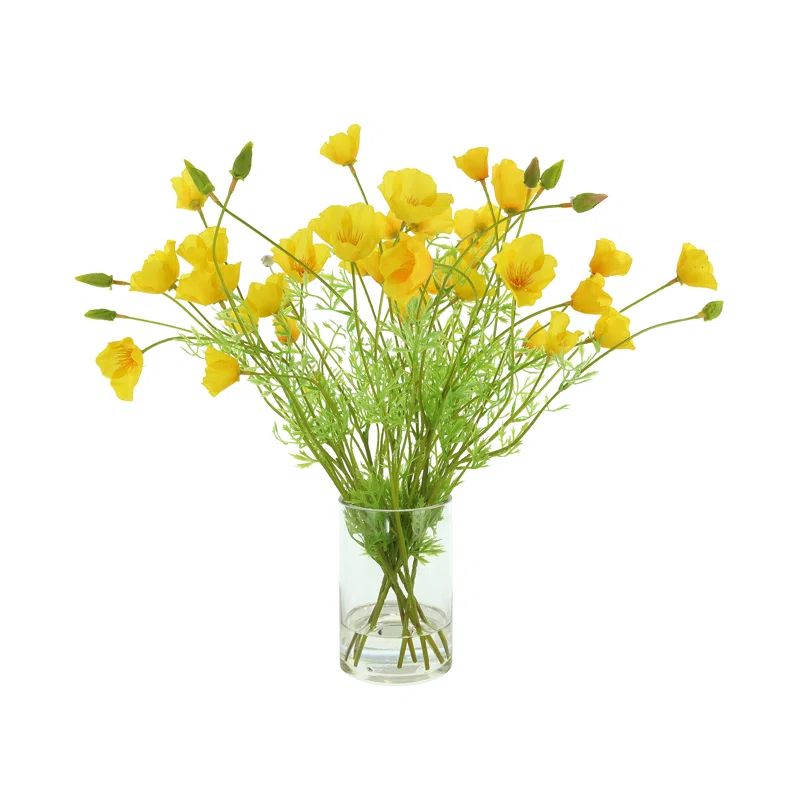 Poppy Arrangement in Glass Vase | Wayfair North America