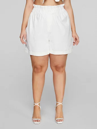 Lauren Paperbag Waist Linen Shorts - Fashion To Figure | Fashion To Figure